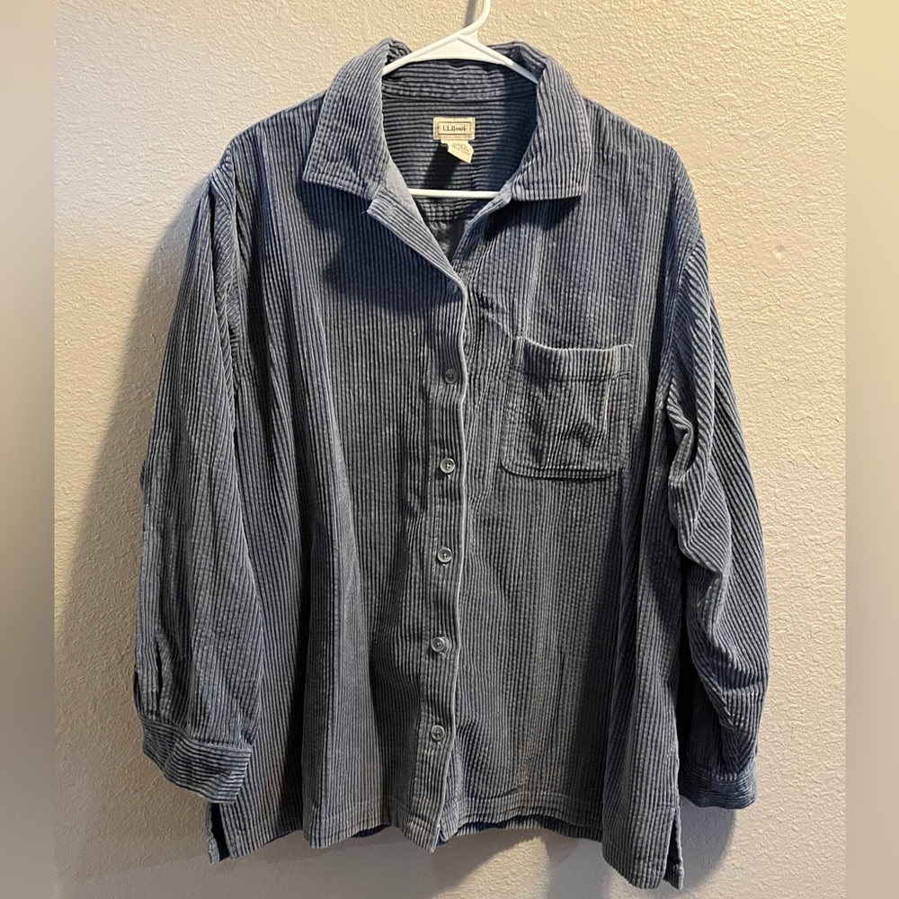 L.L. Bean Corduroy Dusty Blue Shaket Women’s Sz 1X Granolacore Camping